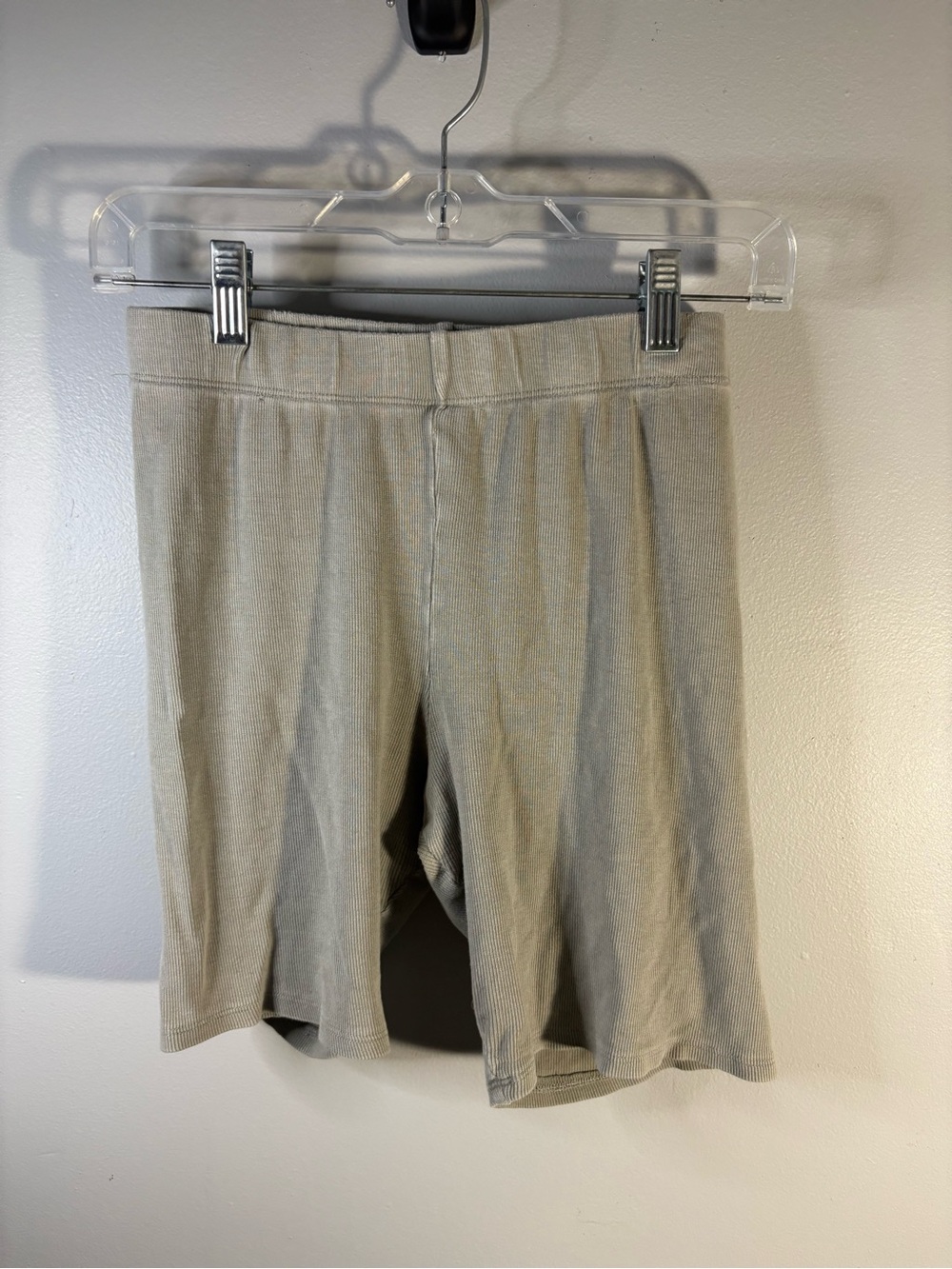 Forever 21 High Waist Ribbed Shorts — Light Beige